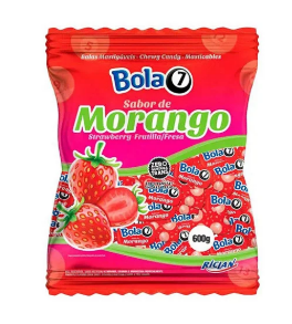 Bala Bola7 Morango Mastigavel 500G