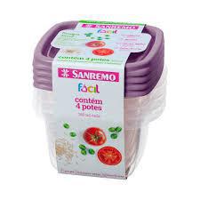 Conj 4 Potes Plast Sanremo 360ML 1UN
