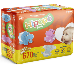 Fralda Desc Hipopo Baby Hiper MD 70UN