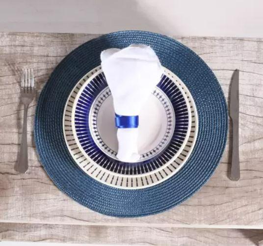 Jogo Americano Requinte Redondo Navy 1UN