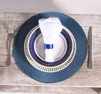 Jogo Americano Requinte Redondo Navy 1UN