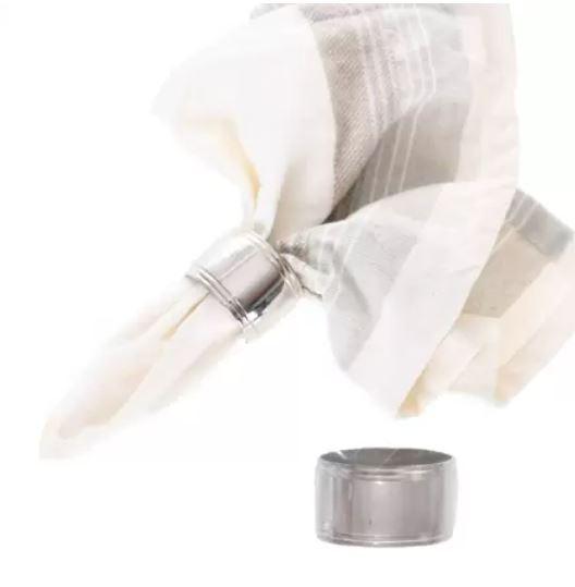 Kit Porta Guardanapos Liscio Prata 4PCS 4UN