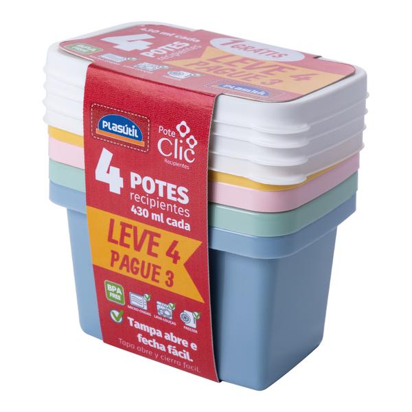Kit Pote Clic Ret Plasutil 430ml L4P3  4UN
