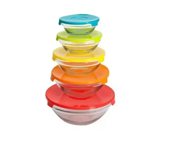 Kit Potes de Vidro C/Tampa 5UN