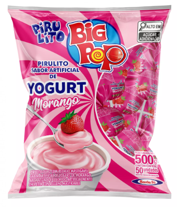 Pirulito Big Pop Morango Mastigavel 50UN