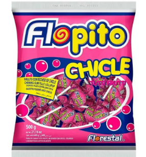 Pirulito Flopito Chicle Tutti-Frutti 500G