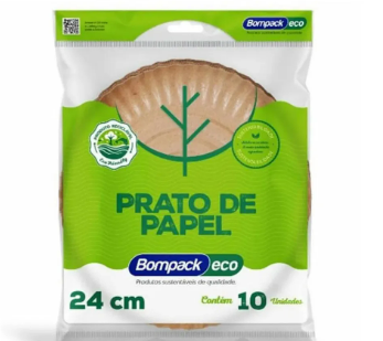Prato Papel Bompack Eco 24CM 10UN