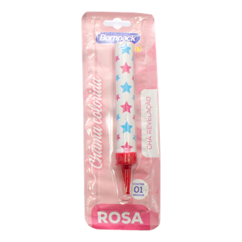 Vela Cha Revelação Bompack Rosa 1UN