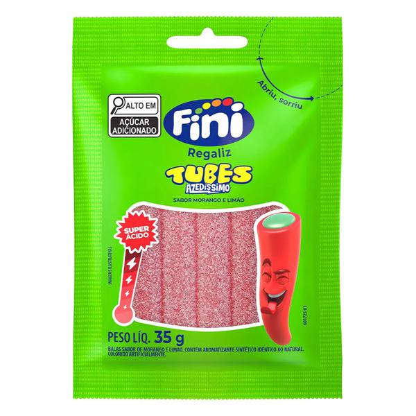 BALA FINI TUBES AZEDÍSSIMO MORANGO E LIMÃO 35G