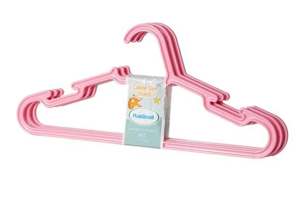 CABIDE PLASTICO INFANTIL ROSA C/3