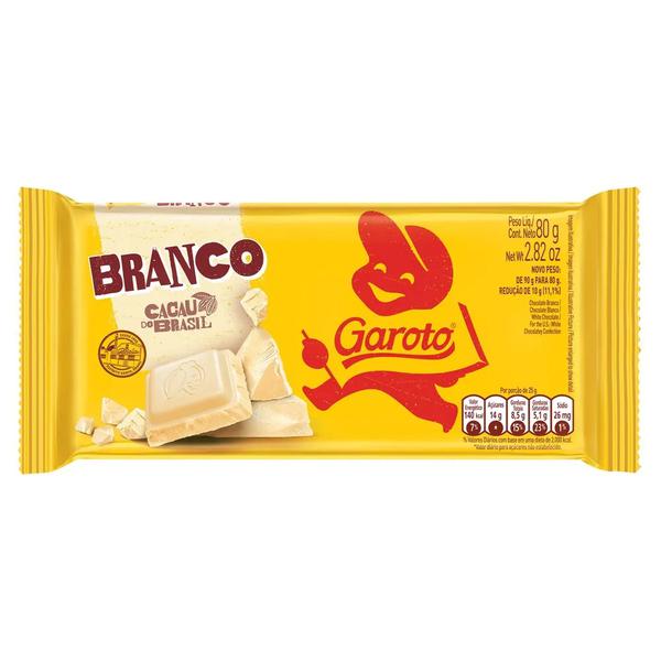 CHOCOLATE BARRA GAROTO BRANCO 20% 80G