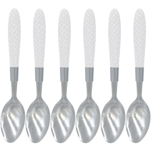 COLHER  ACO CABO PLASTICO BCA CURVA C/6