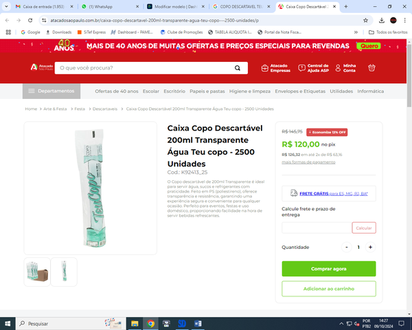 COPO DESCARTAVEL TEU COPO 200ML