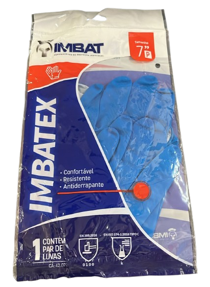 LUVA LATEX IMBAT  7P AZUL