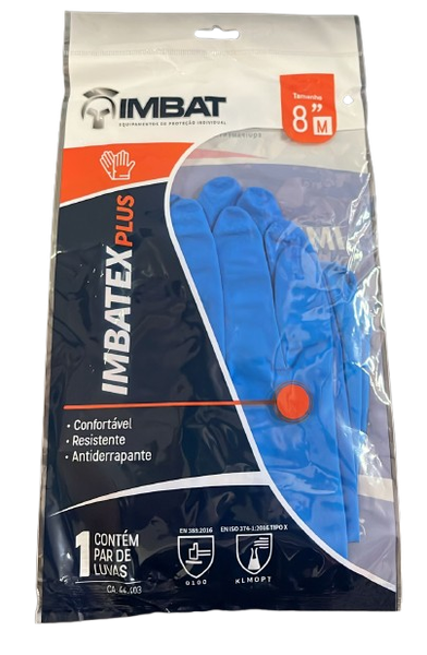 LUVA LATEX IMBAT 8M AZUL