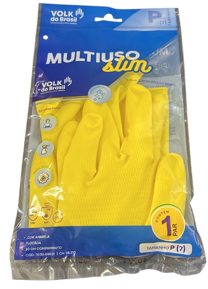 LUVA LATEX VOLK MULTIUSO SLIM P AMARELA