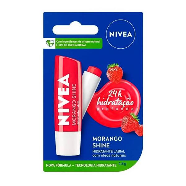 PROTETOR LABIAL NIVEA LIP 4.8G MORANGO