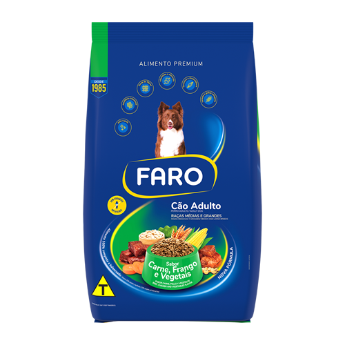 RAÇÃO FARO CAO 900GR AD MG CAR/FRA/VEG
