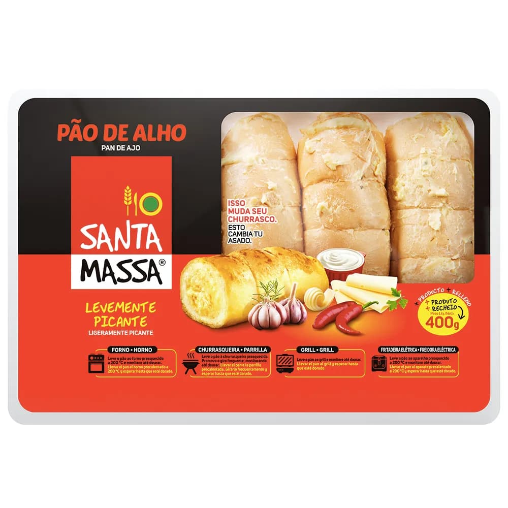 PAO DE ALHO SANTA MASSA 400G, PICANTE