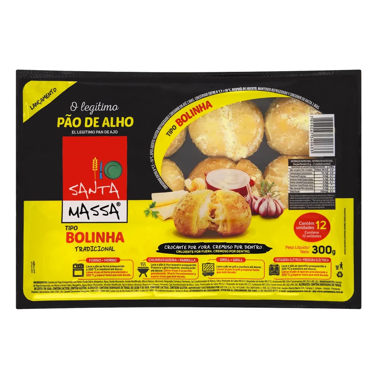 PAO DE ALHO SANTA MASSA BOLA 300G, TRAD