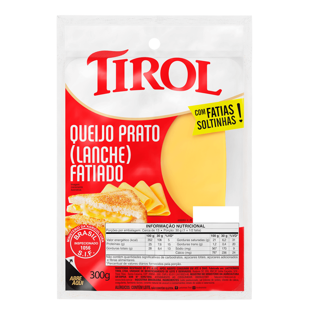 QUEIJO TIROL PRATO LANCHE FATIADO 300G