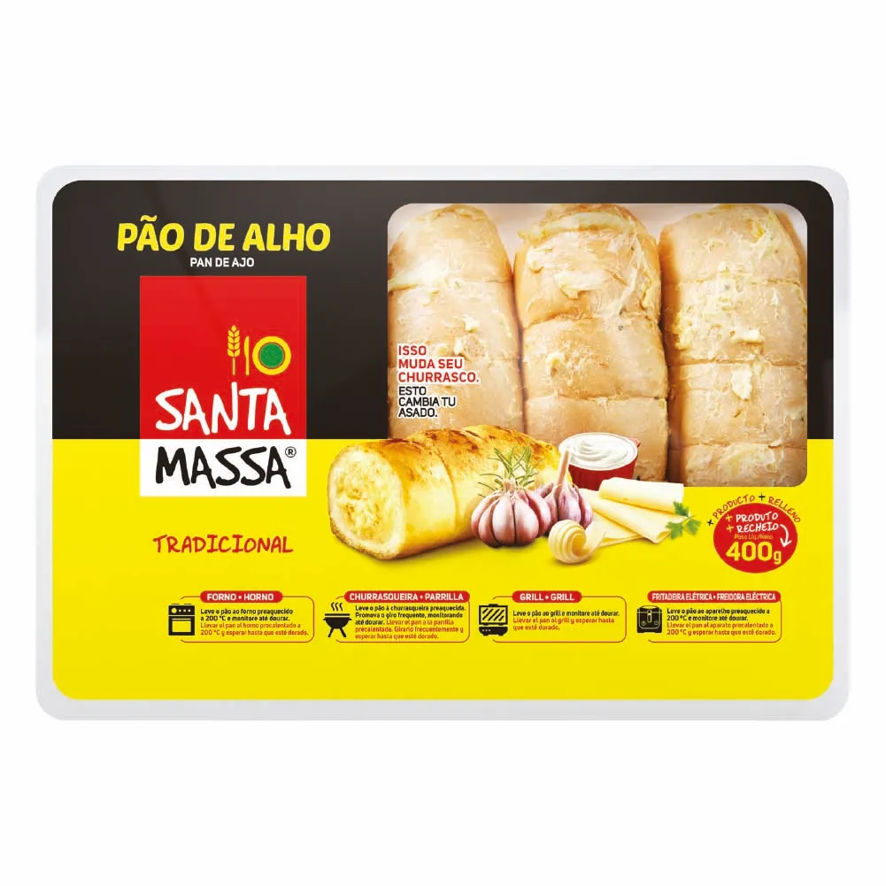 PAO DE ALHO SANTA MASSA 400G, TRAD