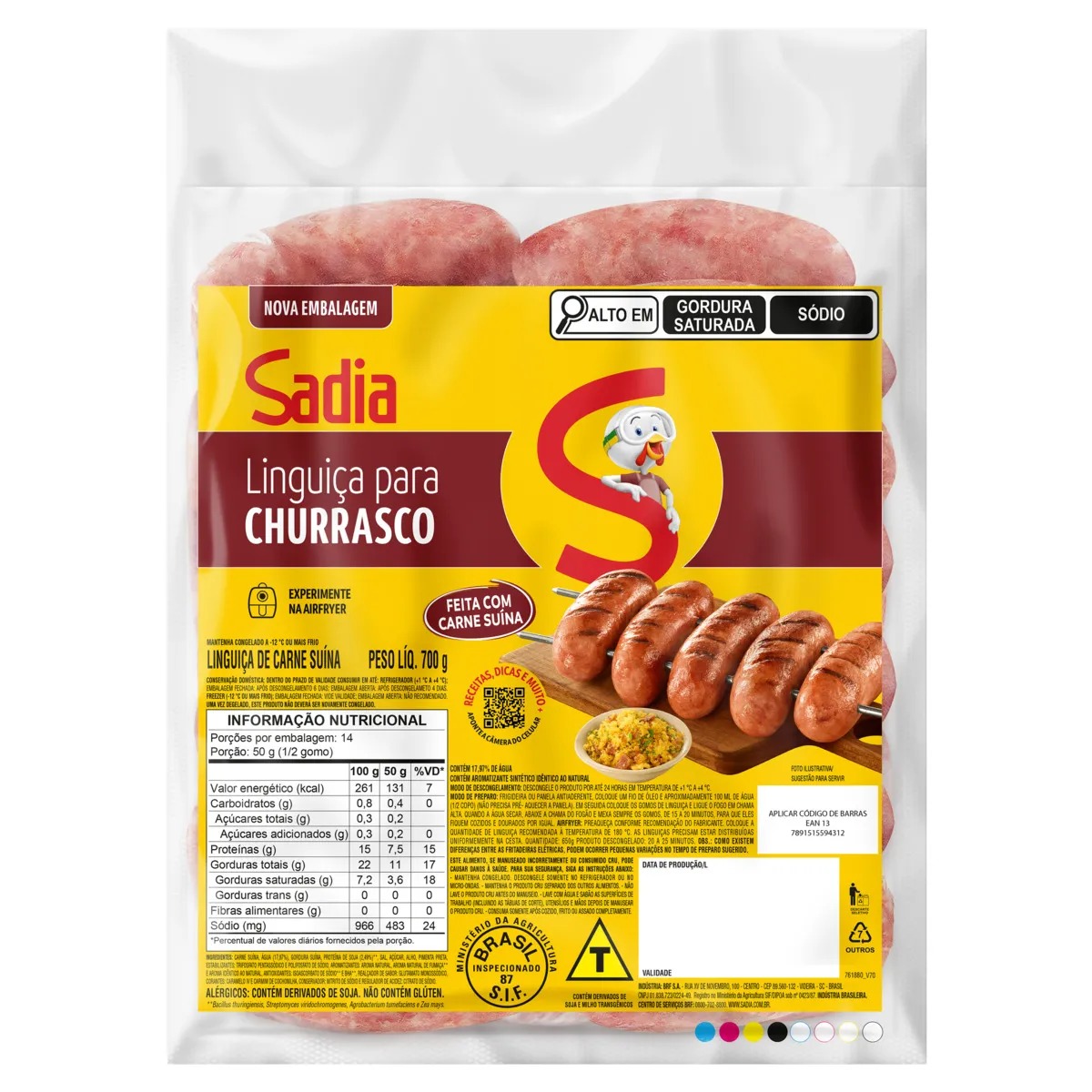 LINGUICA SNA SADIA P/CHURRASCO CONG 700G