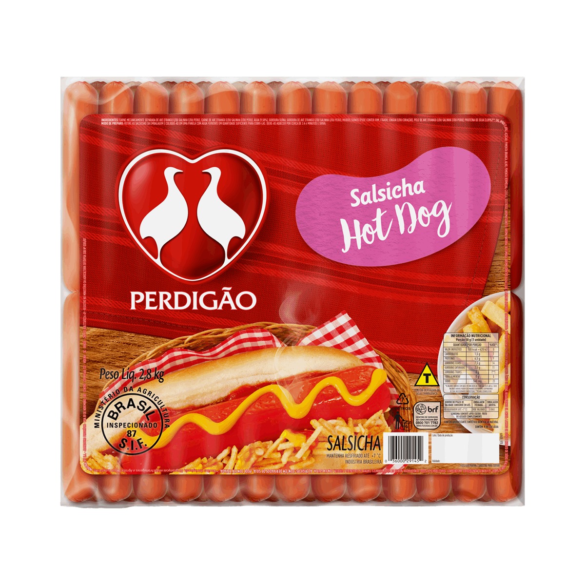 SALSICHA PERDIGAO HOT DOG S/C 11CM 2,8KG
