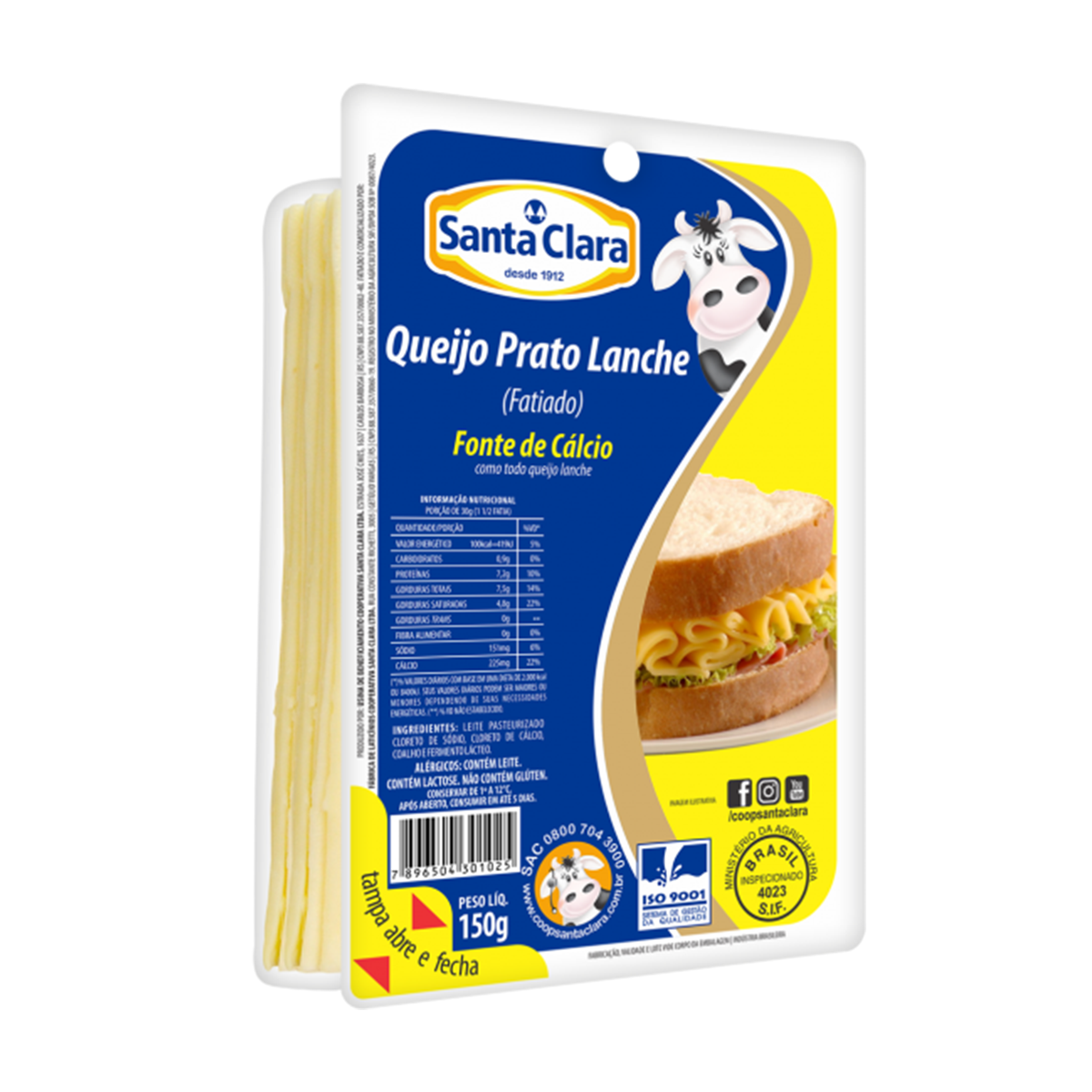 QUEIJO STA CLARA LANCHE FATIADO 150G