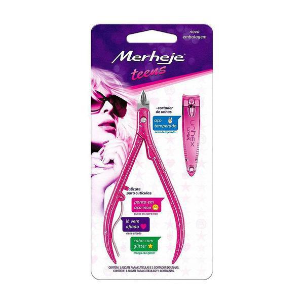 ALICATE CUTICULA MERHEJE ROSA C/ESPATULA