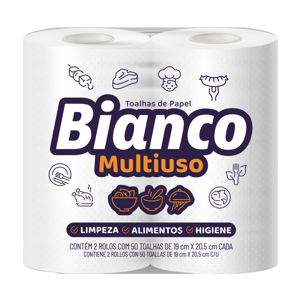 TOALHA PAPEL BIANCO 100 FLS C/2