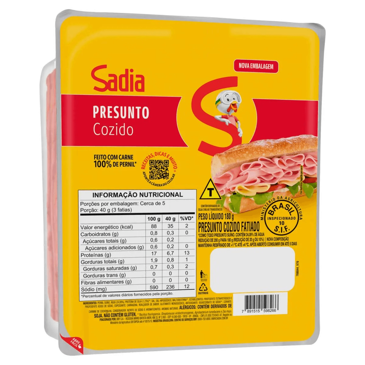 PRESUNTO SADIA COZ FATIADO 180G