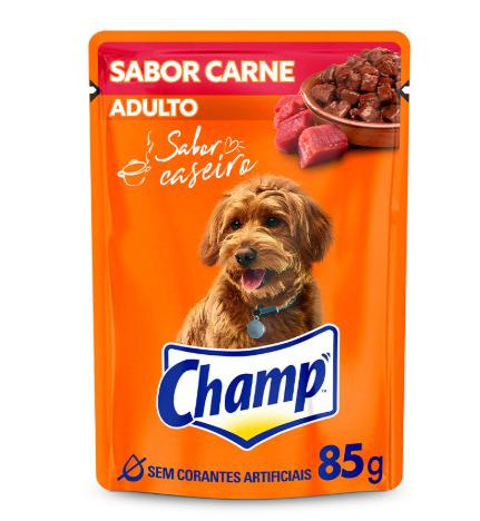 RACAO CAO CHAMP ADULTO +7 CARNE 85G