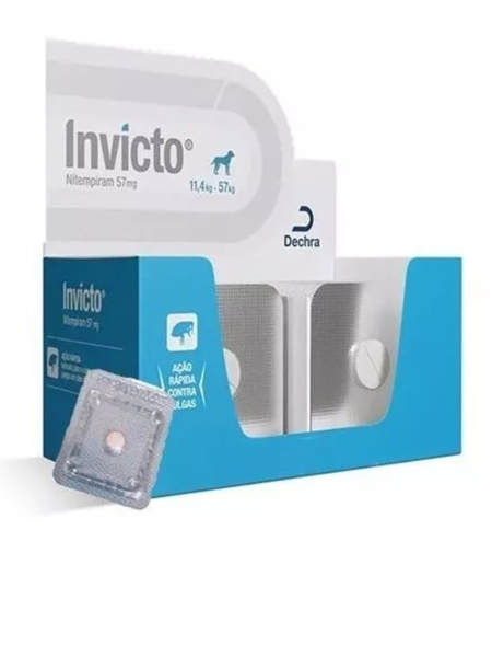 Antipulgas Invicto Cães e Gatos 11,4kg Até 57kg - 1 Comprimido