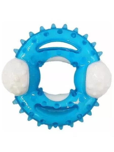 Brinquedo Mordedor Redondo Maciço Azul