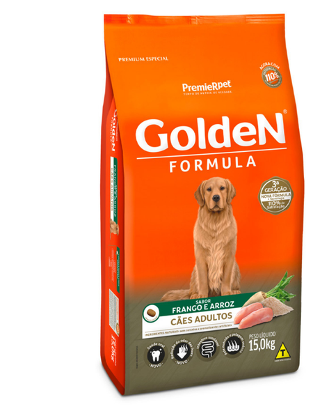 Ração Golden Cães Adultos Raças Medias e Grandes Sabor Frango Peso:15Kg