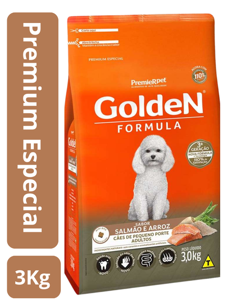 Ração Golden Cães Adultos Raças Pequenas Salmão e Arroz Peso:3Kg