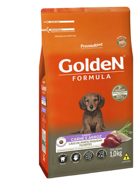 Ração Golden Cães Filhotes Raças Pequenas Carne Peso:1Kg