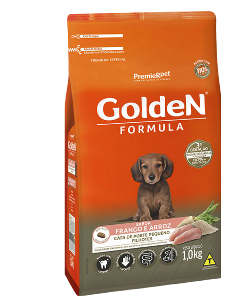 Ração Golden Cães Filhotes Raças Pequenas Frango Peso:1Kg