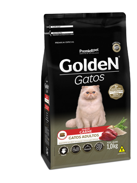 Ração Golden Gatos Adultos Carne 1Kg