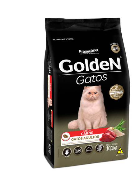 Ração Golden Gatos Adultos Carne Peso:10Kg