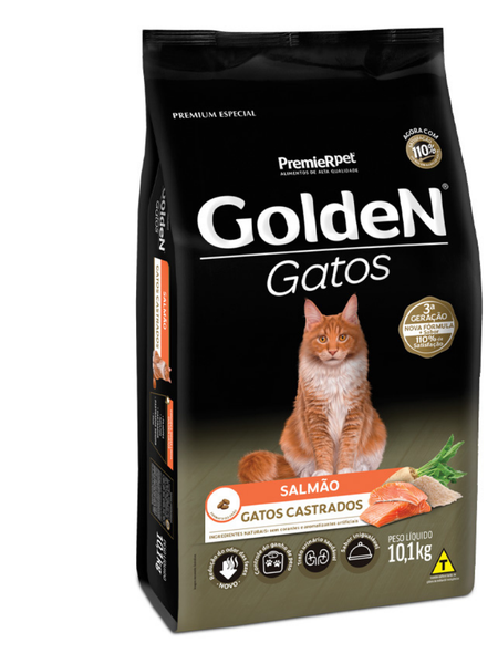 Ração Golden Gatos Castrados Salmão Peso:10,1kg