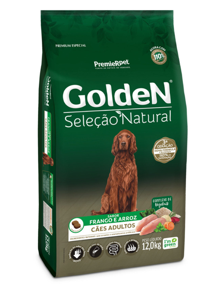 Ração Golden Seleção Natural Cães Adultos Raças Medias 12Kg
