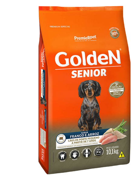 Ração Golden Senior Cães Raças Pequenas Sabor Frango e Arroz Peso:10,1kg