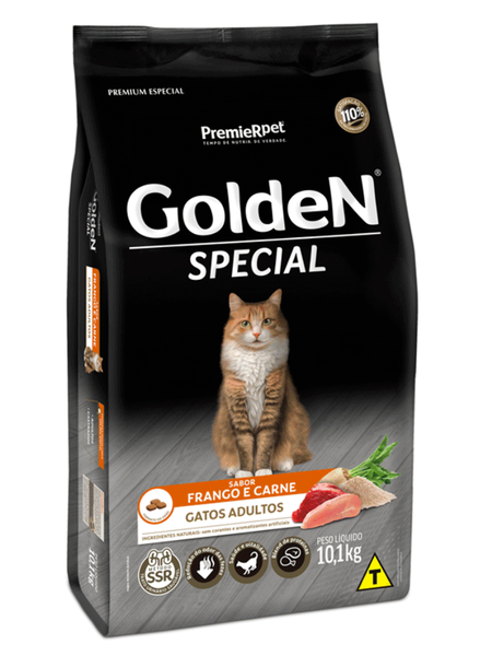 Ração Golden Special Gatos Adultos Sabor Frango e Carne Peso:10Kg