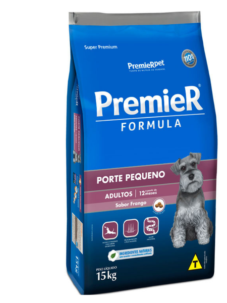 Ração Premier Formula Cães Adultos Raças Pequenas Sabor Frango e Arroz Peso:15Kg