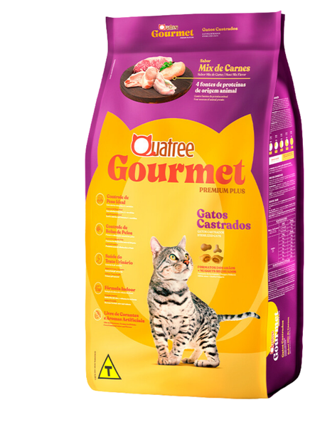 Ração Quatree Gourmet Gatos Castrados Mix de Carnes 3Kg
