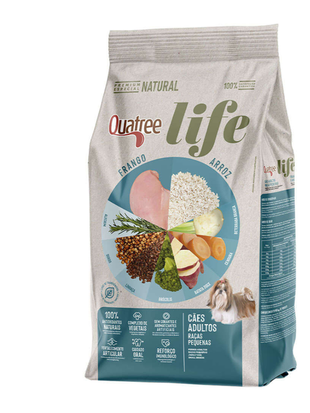 Ração Quatree Life Cães Adultos Raças Pequenas Sabor Frango 3Kg