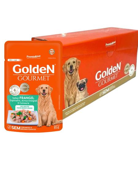 Sache Golden Gourmet Cães Adultos Raças Medias e Grandes Frango 85g  Caixa 20 unds