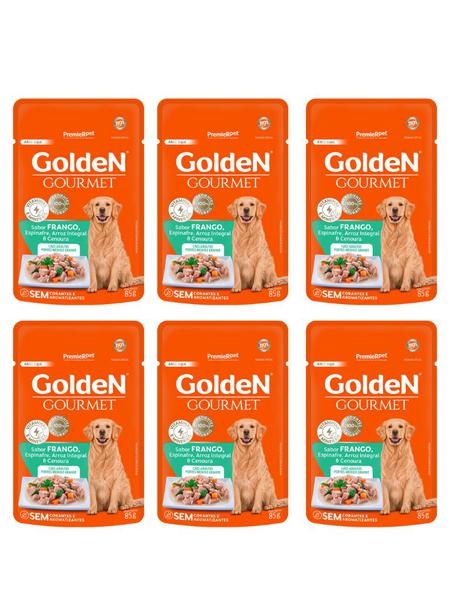 Sache Golden Gourmet Cães Adultos Raças Medias e Grandes Frango 85g - Leve 6 Pague 5